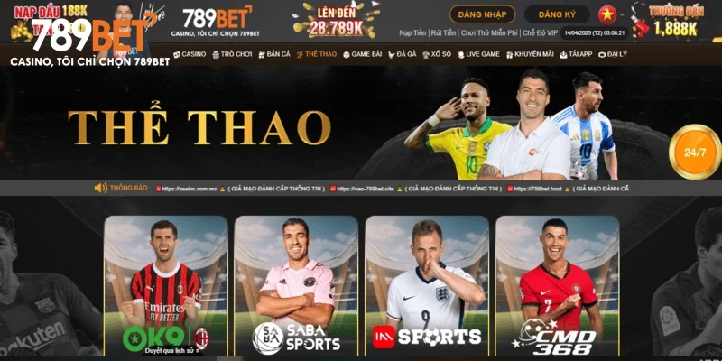 Thể thao 789BET có nhiều bộ môn đẳng cấp, tỷ lệ cược hấp dẫn